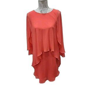Lauren Ralph Lauren Dress Knee Length Coral Black Label Georgette Women's 4